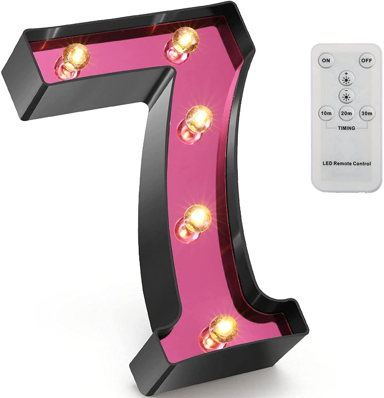 Photo 1 of 2 PACK LED Letters Numbers Marquee Light (Pink Number 7)
