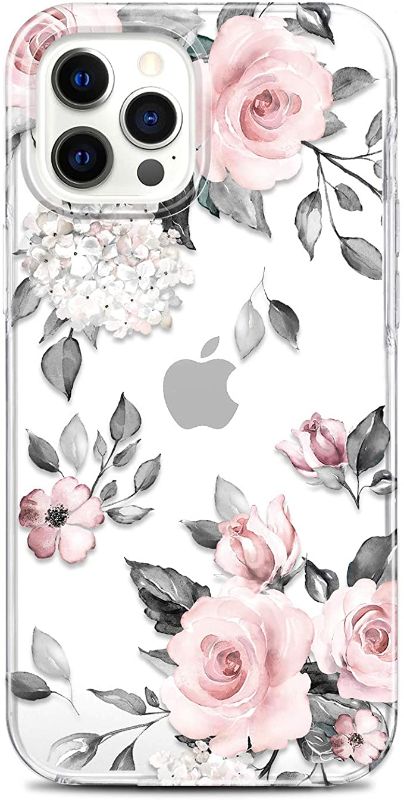 Photo 1 of ** SETS OF 2**
RXKEJI Clear Case Compatible with iPhone 12 and iPhone 12 Pro Cute Girls Floral Design TPU Soft Slim Flexible Silicone Cover Phone Case 6.1 inch 2020 Flower Rose Pink
