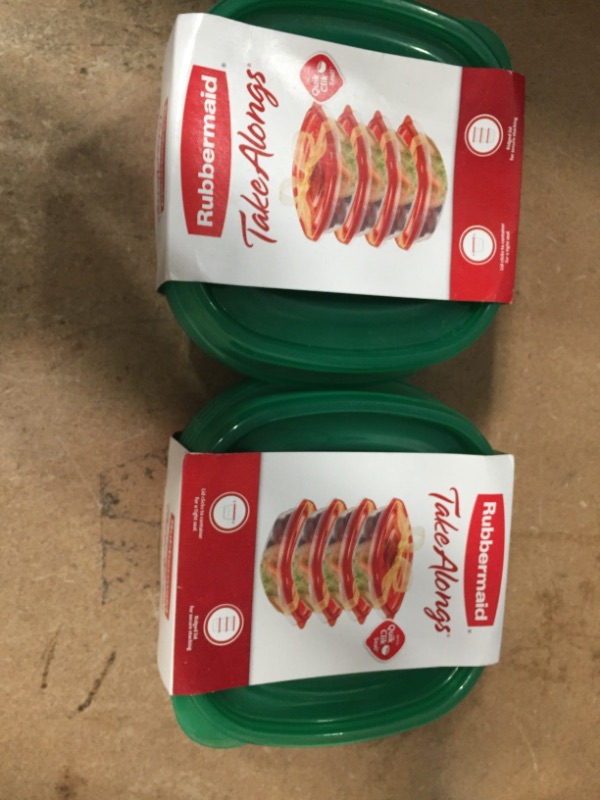 Photo 1 of ** SETS OF 2**
RUBBERMAID TAKE ALONGS 4 SQUARE CONTAINERS WITH LIDS 2.9 CUPS GREEN