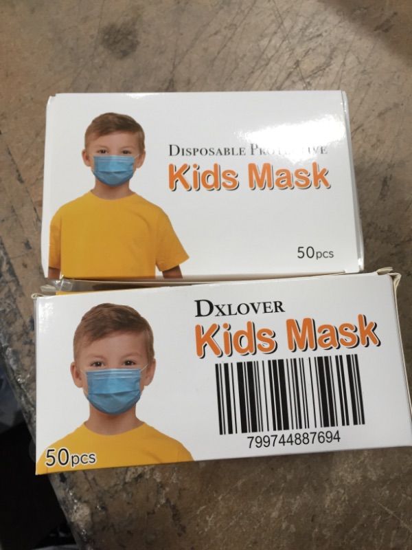 Photo 2 of ** SETS OF 2**
Kids Face Mask 50 Pcs Disposable 3 Ply Safety Face Mask-with Nanofiber Filter Lining-Ages 4-12 Children Face Mask