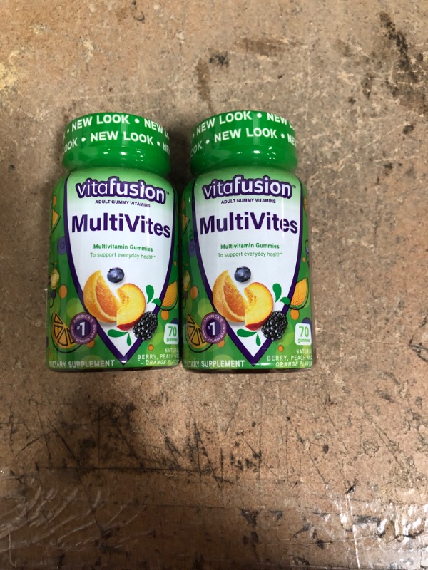 Photo 2 of ***NON-REFUNDABLE**
EXP 6/22
2 Vitafusion MultiVites Gummy Vitamins for Adults Berry, Peach & Orange Flavors - 70 ct, Pack of 2
