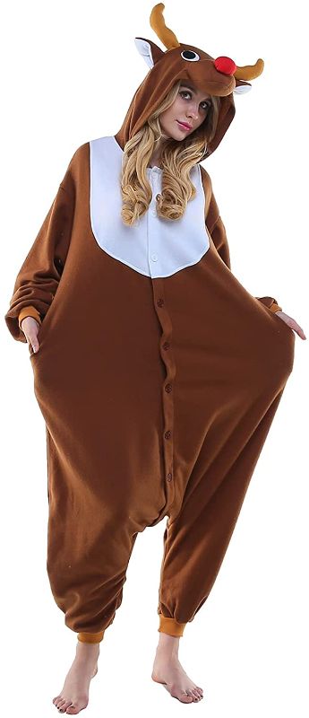 Photo 1 of 2 NEWCOSPLAY Unisex Adult Santa Claus Reindeer Onesie Plush One Piece Pajamas Christmas Costume
SIZE S