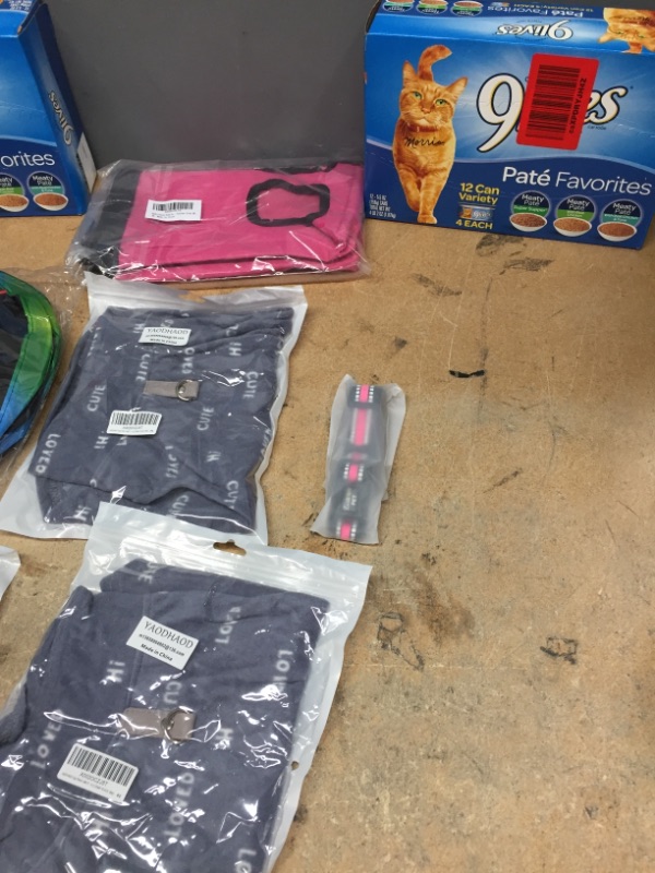 Photo 1 of ***non-refundable***
pet bundle
3 fleece dog vest (16'' chest), 2 12 can 9 lives variety cat food, kitty tunnel, cloth rabbit feeder, small dog collar