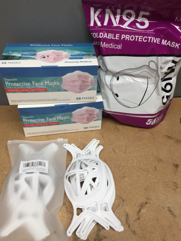 Photo 1 of ***non-refundable**
 face mask bundle
150 assorted protective mask, 20 3D mask brackets 