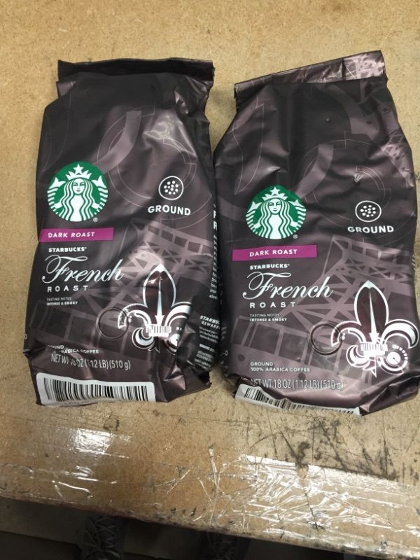 Photo 2 of ***non-refundable***
best by 5/5/22
2 bags
Starbucks Ground Coffee—Dark Roast Coffee—French Roast—100% Arabica— (18 oz)