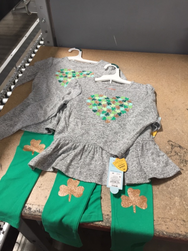 Photo 1 of Bundle of 2 
Toddler Girls' Shamrock Heart Long Sleeve Cozy Top and Leggings Set - Cat & Jack™ 4T 