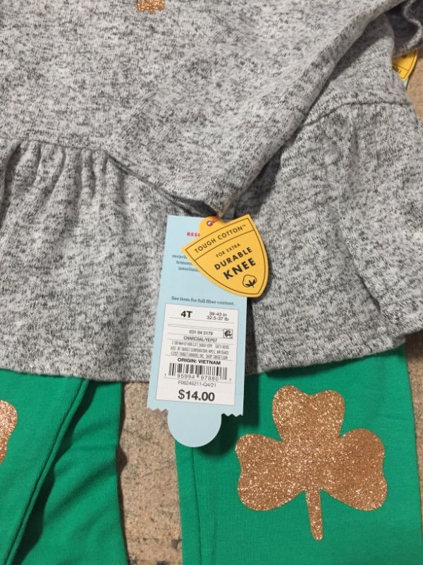 Photo 1 of Bundle of 2 
Toddler Girls' Shamrock Heart Long Sleeve Cozy Top and Leggings Set - Cat & Jack™ 4T 