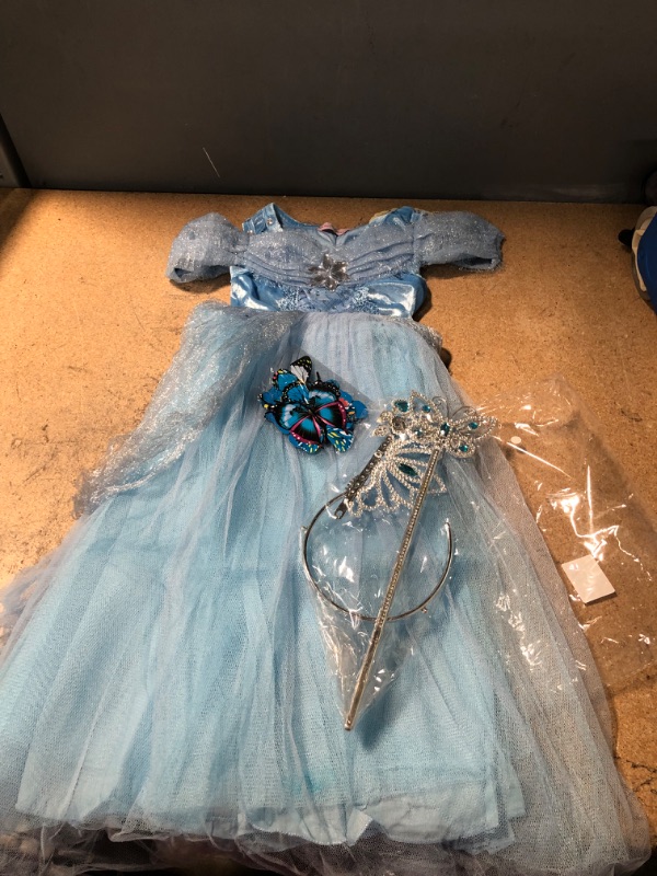 Photo 3 of  Flower Girls Dress Princess Costume Butterfly Girl Blue 5T