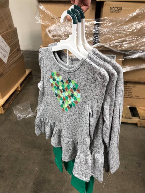 Photo 2 of 3 PACK: Toddler Girls' Shamrock Heart Long Sleeve Cozy Top and Leggings Set - Cat & Jack™ Gray 4T

