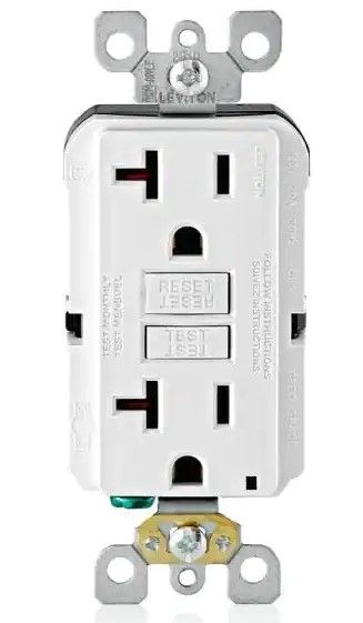 Photo 1 of **MISSING ONE**Leviton
20 Amp 125-Volt Duplex Self-Test Slim GFCI Outlet, White (4-Pack)