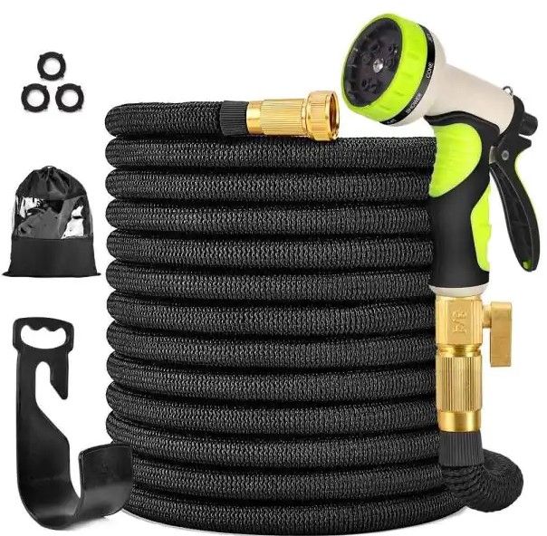 Photo 1 of **DAMAGED**MISSING PARTS** 3/4 in. 100 ft. Expandable Garden Hose Flexible Water Hose with 10 Function Nozzle Durable 3750D Water Hose