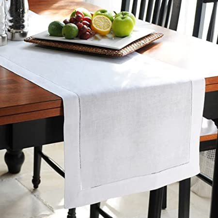 Photo 1 of 100% Pure Linen Table Runner White - 14 x 72 Inch,Natural Fabric Machine Washable, Decorative Table Runners for Dining Spring Holiday Party Home Decor