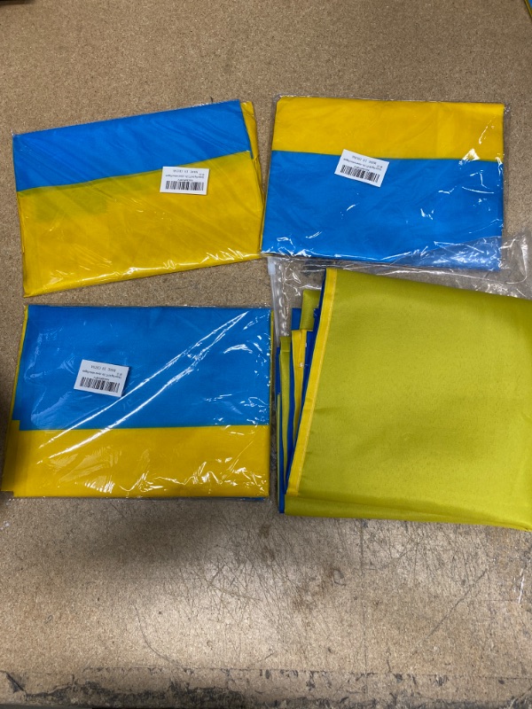 Photo 2 of 3 Packs of Ukraine Flag 3x5 Ft, without Flagpole Including 1 Pack of Size 36" x 58" 