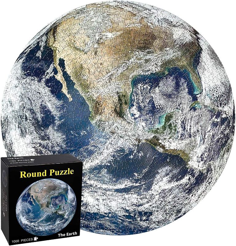 Photo 1 of 3 pack - BeYumi 1000 Pieces Jigsaw Puzzles, Large Round Earth Puzzle, Difficult and Challenge Educational Game, Decompressing Our Planet Puzzle Learning Toys Stress Reliever for Astronomy Enthusiast Adults
