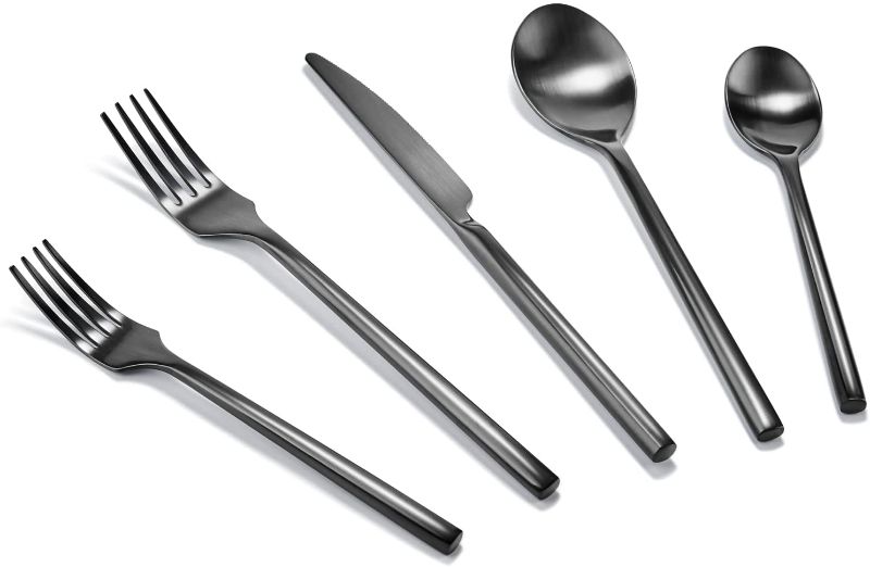 Photo 1 of 20 Piece Flatware Set, Kitchen Stainless Steel Silverware Set For 4 , Modern Eating Utensils Set, Forks Spoons And Knives Set For Home, Restaurant And Camping
