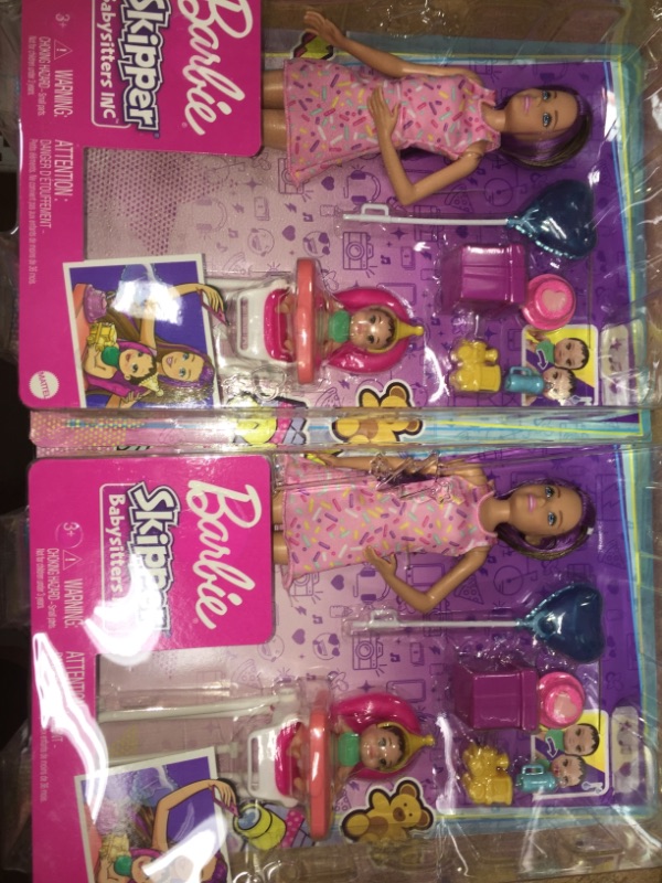 Photo 2 of 2 pack - Barbie Skipper Babysitters Inc Dolls and Playset - Brown/Purple Hair

