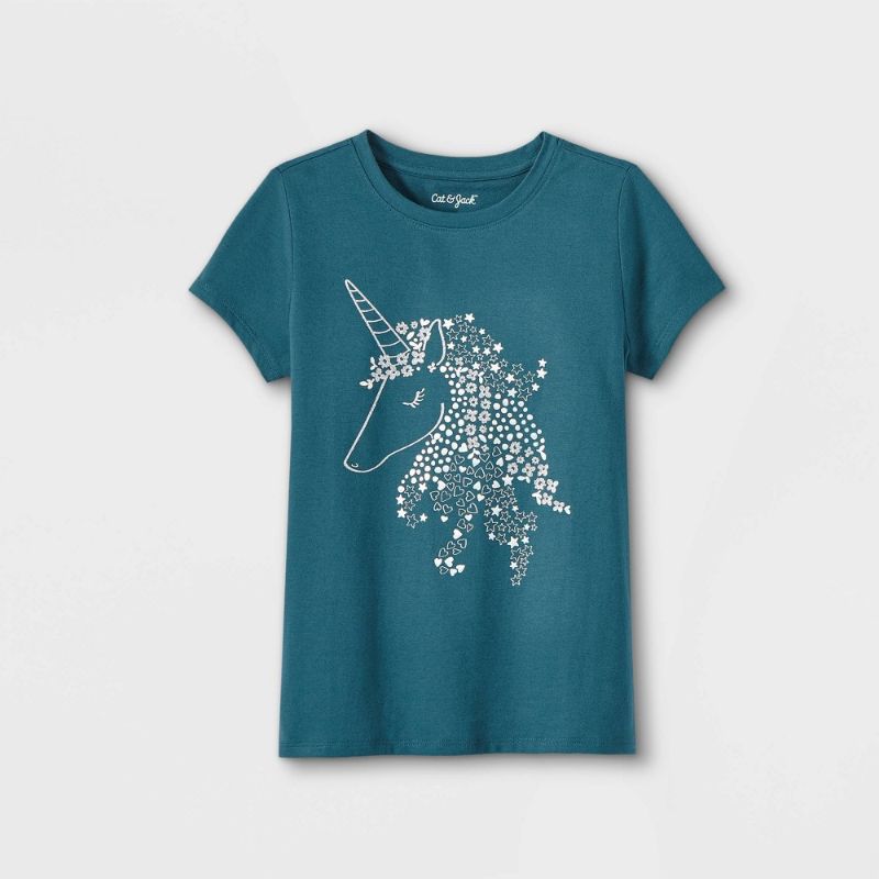 Photo 1 of 12 pack - size medium: Girls' 'ajestic Unicorn' Short Sleeve Graphic T-Shirt - Cat & Jack™
