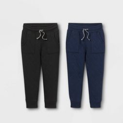 Photo 1 of 5t size :Toddler Boys' 2pk Quilted Knit Jogger Pull-On Pants - Cat & Jack™ Black/Navy