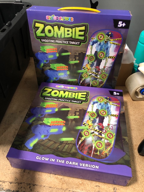 Photo 1 of **COMES WITH 2**
Shooting Game Toys for 5 6 7 8 9 10+Years Old Boys & Girls,2 Foam Dart Toy Guns and Zombie Shooting Practice Target,Glow in The Dark,Halloween Indoor Activity Game for Kids, Compatible with Nerf Guns
