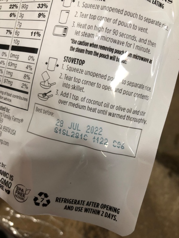 Photo 3 of *EXPIRES July 2022, NON REFUNDABLE*
Lundberg Family Farms - Organic Coconut Rice, Ready to Heat White Rice, Perfect Side Dish, 90 Second Prep Time, Non-GMO, Gluten-Free, USDA Certified Organic, Vegan, Kosher (8 oz, 6-Pack)
