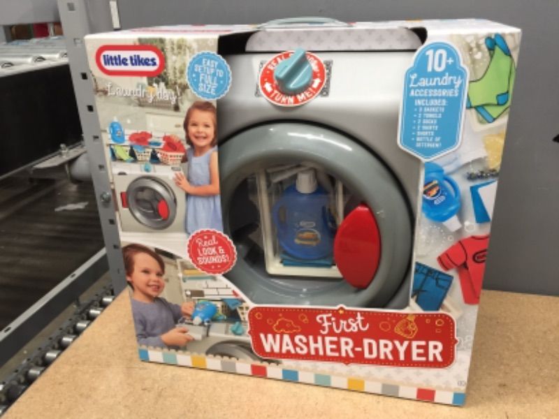 Photo 2 of Little Tikes First Washer Dryer - Realistic Pretend Play Appliance for Kids, Interactive Toy Washing Machine with 11 Laundry Accessories, Unique Toy, Ages 2+
