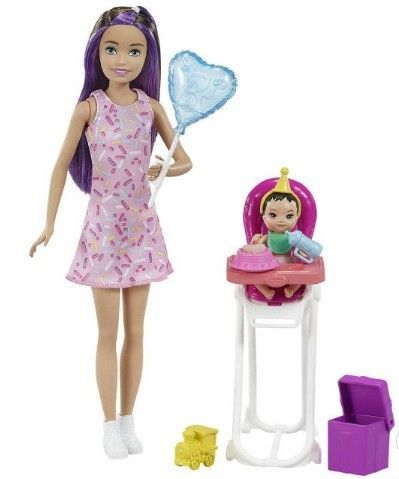 Photo 1 of BUNDLE OF 2 Barbie Skipper Babysitters Inc Dolls and Playset - Brown/Purple Hair