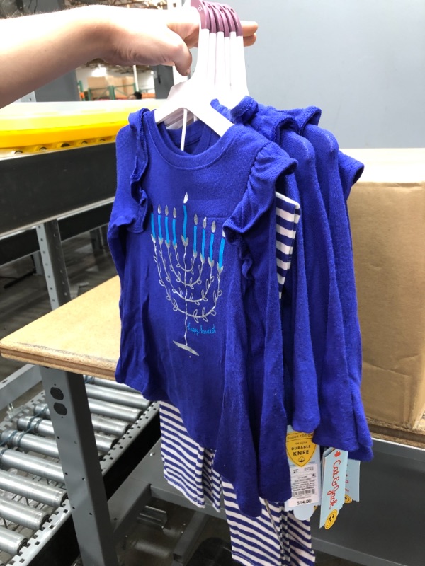 Photo 2 of 6 PACK: Toddler Girls' Menorah Long Sleeve Top & Striped Leggings Set - Cat & Jack™ 2T
