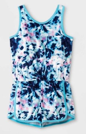 Photo 1 of Girls' Tie-Dye Tank Pajama Romper - Cat & Jack™ Blue, L (3 Pack)
