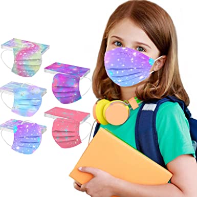 Photo 1 of 50PC Kids Disposable Face Masks with Cute Designs, 3-Ply Breathable Face Masks with Nose Wire (2 packs)