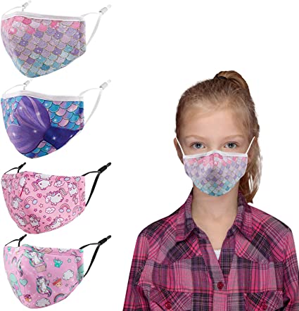 Photo 1 of 4 Pack Kids Reusable Washable Adjustable Cloth Face Masks (2 packs)