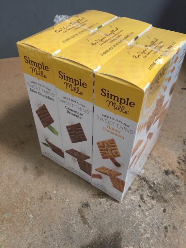 Photo 2 of *EXPIRES June 2022, NON REFUNDABLE*
Simple Mills Sweet Thins Cookies Variety Pack, Seed and Nut Flour (Mint Chocolate Chip, Honey Cinnamon, Chocolate Brownie) - Gluten Free, Paleo Friendly, Healthy Snacks, 4.25 Ounce (Pack of 3)
