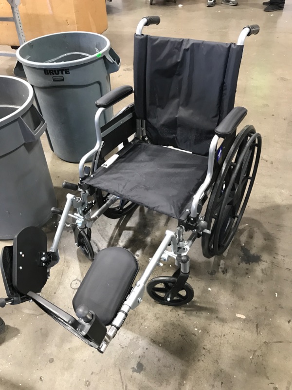 Photo 2 of  Medline Lightweight & User-Friendly Wheelchair With Flip-Back, Desk-Length Arms & Elevating Leg Rests for Extra Comfort, Gray, 18 Seat
