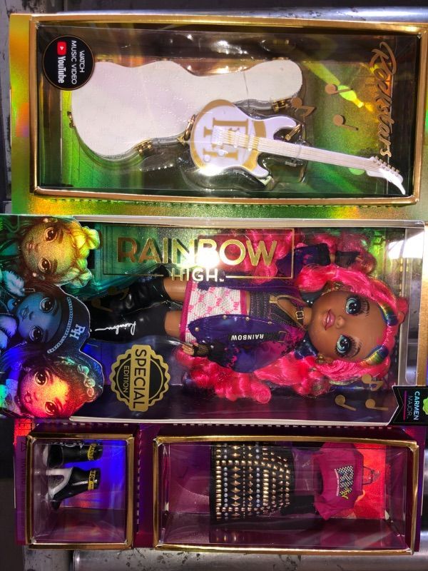 Photo 2 of (3- PACK ) Rainbow High Rockstar Carmen Major Fashion Doll
