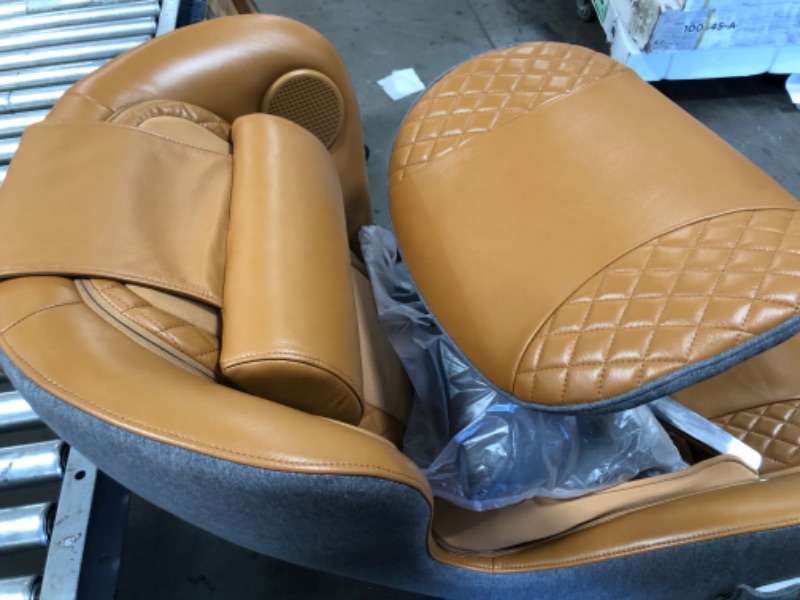 Photo 25 of NOUHAUS Heated Classic Massage Chair Full Body and Spot Massaging Recliner with Ottoman, Bluetooth Speaker, In-Chair Charger. Portable Shiatsu Body Massager Chair (Caramel, Leather)
