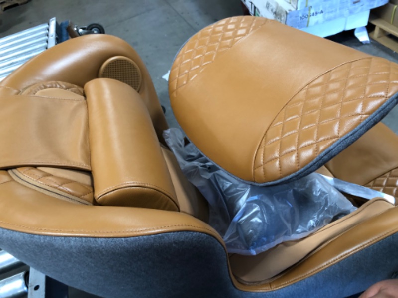 Photo 10 of NOUHAUS Heated Classic Massage Chair Full Body and Spot Massaging Recliner with Ottoman, Bluetooth Speaker, In-Chair Charger. Portable Shiatsu Body Massager Chair (Caramel, Leather)
