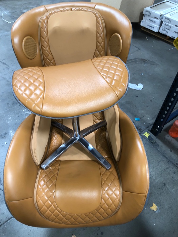 Photo 2 of NOUHAUS Heated Classic Massage Chair Full Body and Spot Massaging Recliner with Ottoman, Bluetooth Speaker, In-Chair Charger. Portable Shiatsu Body Massager Chair (Caramel, Leather)
