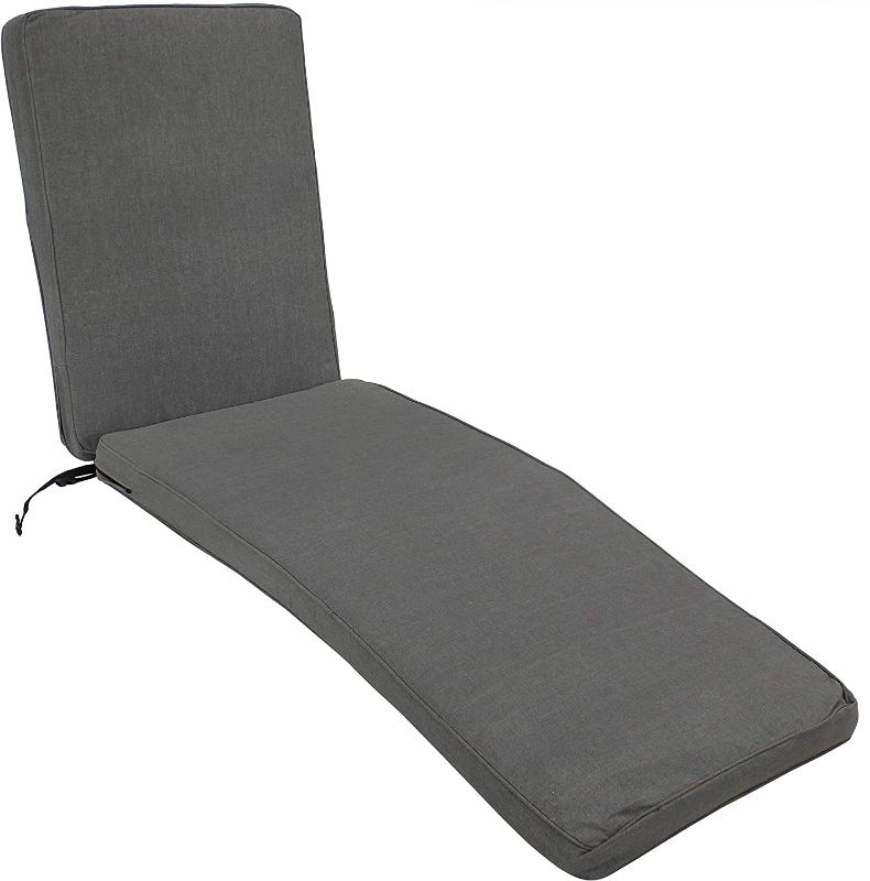 Photo 1 of  Indoor/Outdoor Patio Chaise Lounge Cushion - Weather- and Water-Resistant Replacement Accessory for Outside Chair and Furniture - 72-Inch x 21-Inch - Gray
