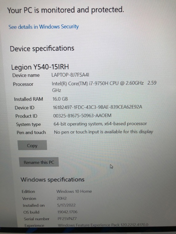 Photo 4 of Lenovo Legion Y540-15 Gaming Laptop, 15.6" IPS, 60Hz, 300 nits, Intel Core i7-9750H Processor, 16G DDR4 2666Mz, 256GB, NVIDIA GTX1660Ti, Win 10, , Raven Black
