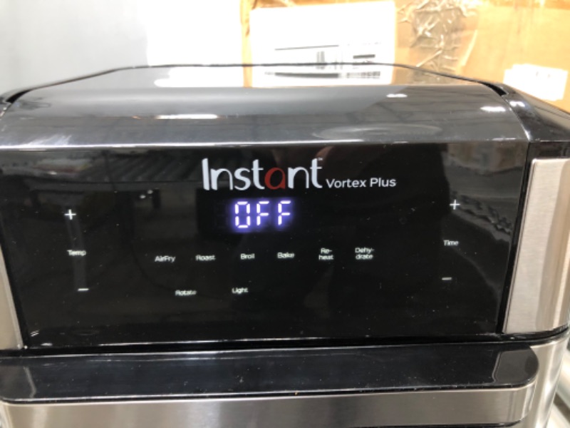 Photo 2 of Instant Vortex Plus 10 Quart Air Fryer, Rotisserie and Convection Oven, Air Fry, Roast, Bake, Dehydrate and Warm, 1500W, Stainless Steel and Black
