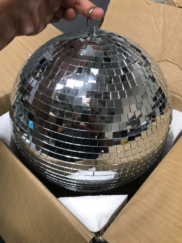 Photo 2 of 12 Inch Mirror Ball Hanging Disco Lighting Ball for DJ Club Stage Bar Party Wedding Holiday Decoration