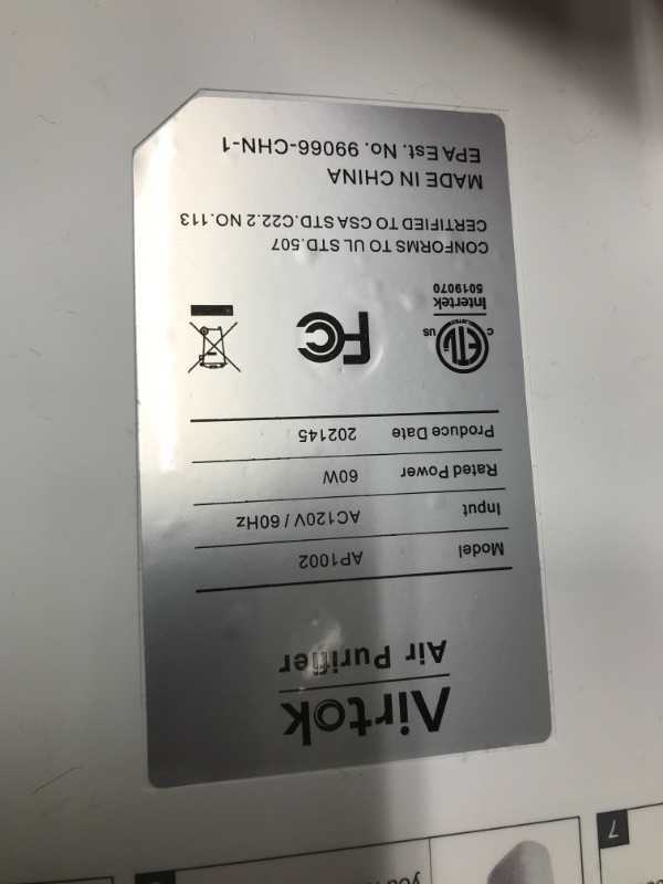 Photo 3 of AIRTOK Hepa Air Purifiers for Home Large Room and Bedroom up to 1100 ft² H13 True Filter 100% Ozone Free Air Cleaner for Smokers, Pet and Allergies Remove 99.99%Allergens, Dust, Odor, Smoke, Pollen (Available for California)
