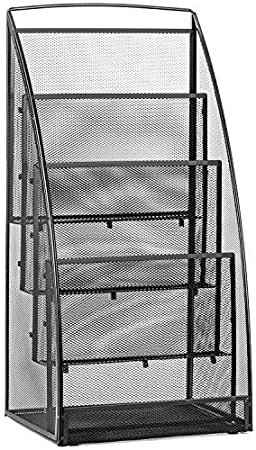 Photo 1 of Halter Magazine Holder 4 Pocket Magazine Rack Steel Mesh File Organizer for Magazine Files Newspapers and Document Black
