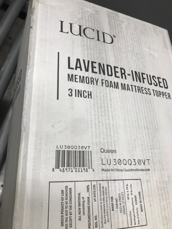 Photo 3 of Lucid 3 inch Ventilated Lavender Infused Memory Foam Mattress Topper, Queen