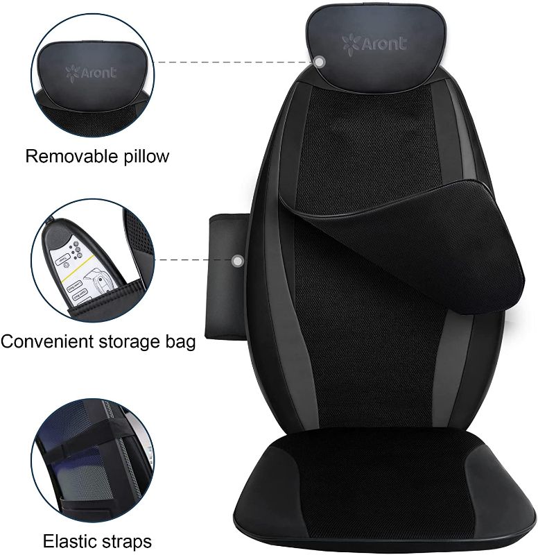 Photo 1 of Aront Shiatsu Back Massage Cushion with Heat -Electric Back Massager Kneading Back Massager for Whole Back, Upper or Lower Back-Massage Chair Pad for Home Office Seat Use
