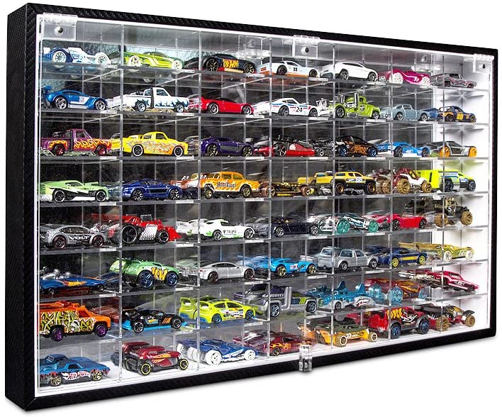 Photo 1 of JACKCUBE DESIGN Hot Wheels 1/64 Scale Diecast Display Case Storage Cabinet Shelf Wall Mount Rack for 56 Hot Wheels(Black, 24.61 x 13.78 x 2.05 inches)-MK184
