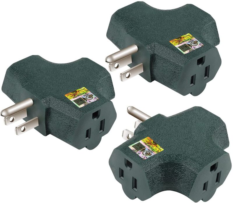 Photo 1 of 3-Outlet Grounding Adapter, Kasonic [UL Listed] Plug Extender, Heavy-Duty Grounded Power Tap - 6 Pack (Green)
