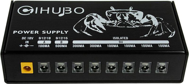 Photo 1 of GIHUBO PS-801 Guitar Pedal Power Supply 8 Isolated Output for 9V/12V/15V/18V 100mA 300mA 500mA Effect Pedal Adjustable Voltage with Short Circuit Protection
