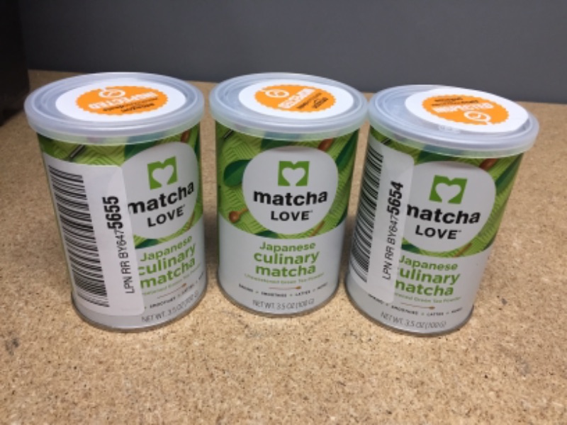 Photo 2 of **EXPIRES JULY 2022** Matcha Love Culinary Matcha 3.5 Ounce Finely Milled Green Tea Leaves, Japanese Style Matcha Powder (3 PACK)
