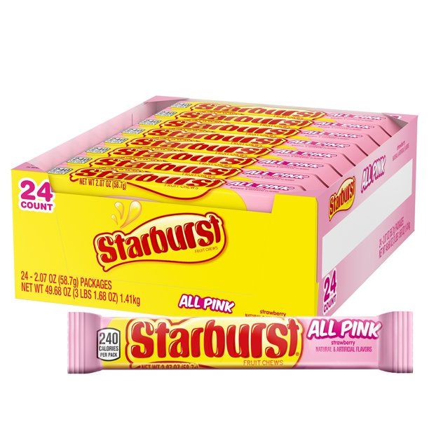 Photo 1 of **EXPIRES AUGUST 2022** Starburst All Pink Fruit Chews Candy, 49.68 Oz, 24 Count
