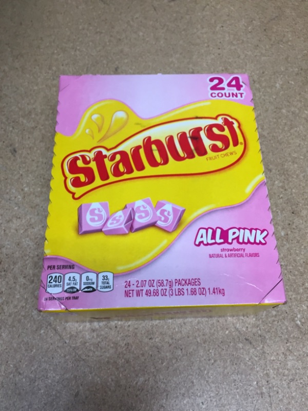 Photo 2 of **EXPIRES AUGUST 2022** Starburst All Pink Fruit Chews Candy, 49.68 Oz, 24 Count
